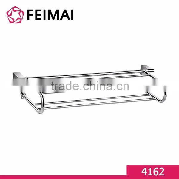Wall Mounted Brass Zinc Alloy Chrome Plated Towel Shelf Rack Bar photo-3