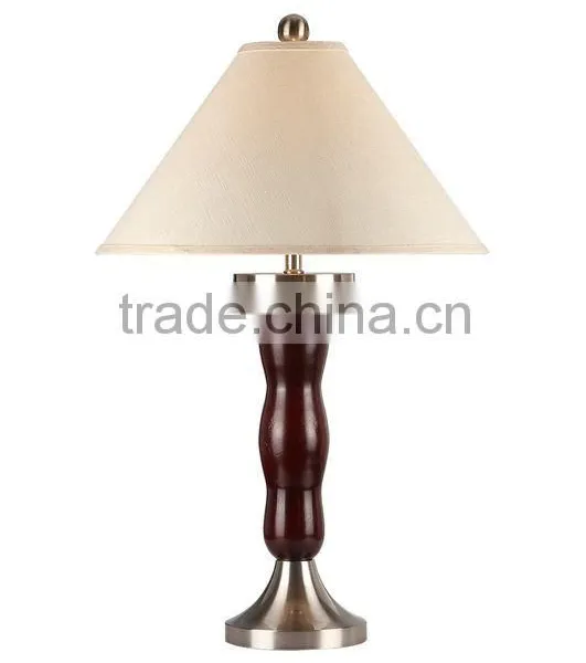 Modern Dark Wood 32.5"H Table Lamp With Bell Shade photo-2