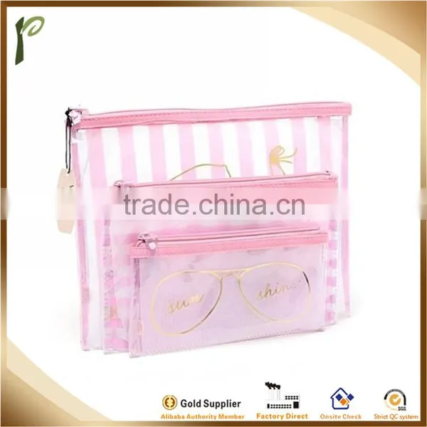 Popwide New Design Pink 3pcs in 1 Set PVC Pretty Packaging Gift Bag photo-2
