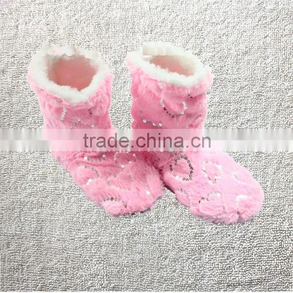 Candy Color Rose Velvet Ribbon Hemming Autumn and Winter Thermal at Home Boots photo-3