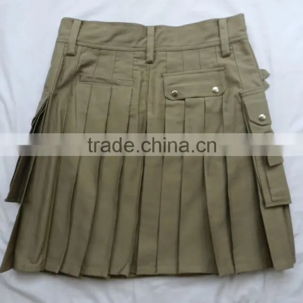 Khaki Modern Utility Kilt Mens