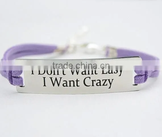 OEM Factory I Want Crazy Inspirational Charm Bracelet Stainless Steel photo-2