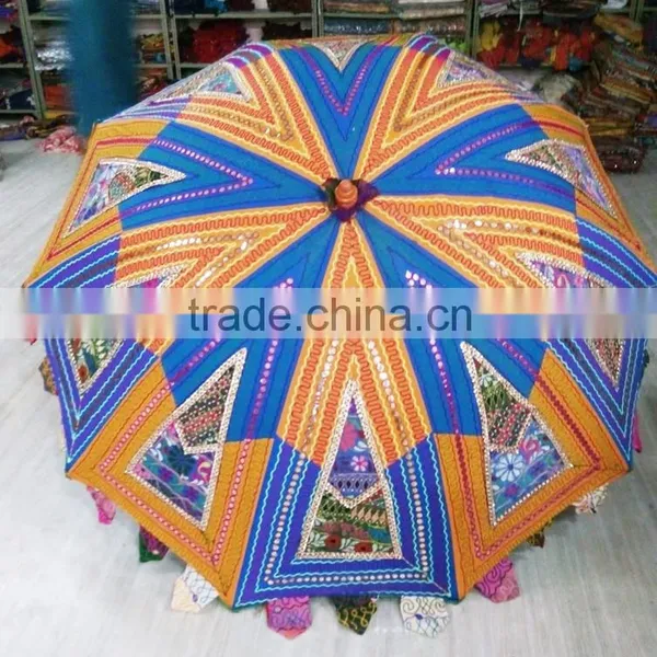 Traditional Floral & Sequians Work Rajasthani Vintage Umbrellas