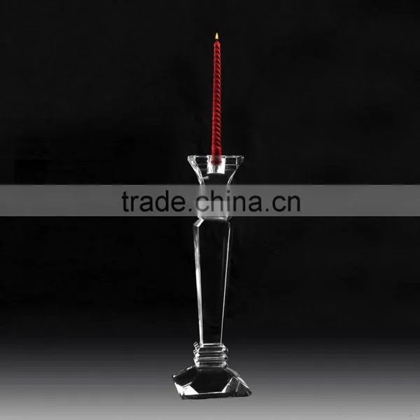 Wholesale K9 Crystal Long Shape Clear Candleholder For Religious Articles Candelabrum
