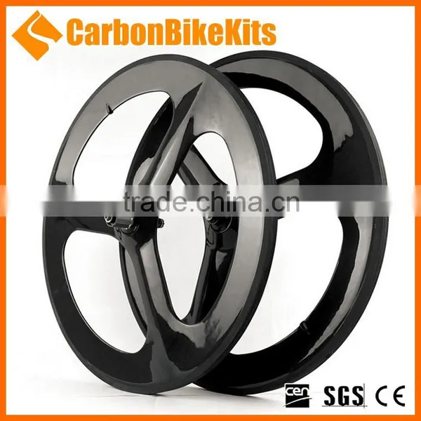 CarbonBikeKits High Quality Carbon Clincher 3 Spokes Wheel 3SW-C
