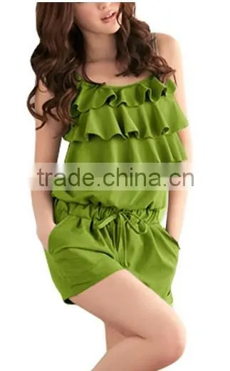 Women Tiered Ruffled Upper Adjustable Straps Drawstring Waist Romper/women Wholesale Casual Dresses 2015 Direct Factory photo-2