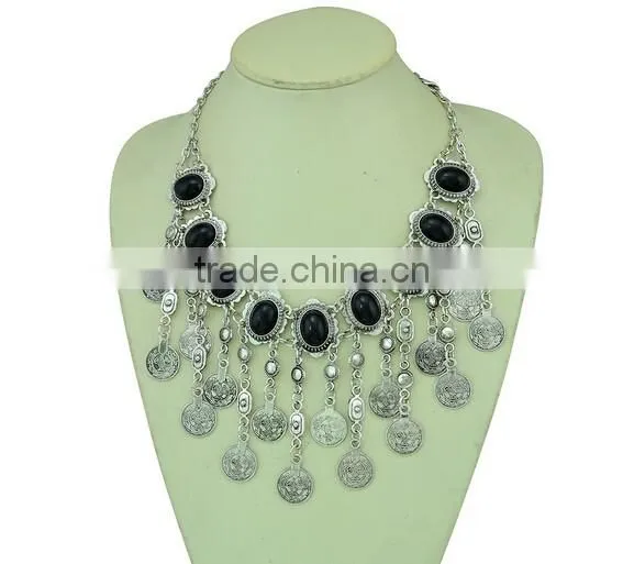 2016 New Fashion Women's Turquoise Statement Tassel Choker Collar Ethnic Bohemian Necklace photo-4