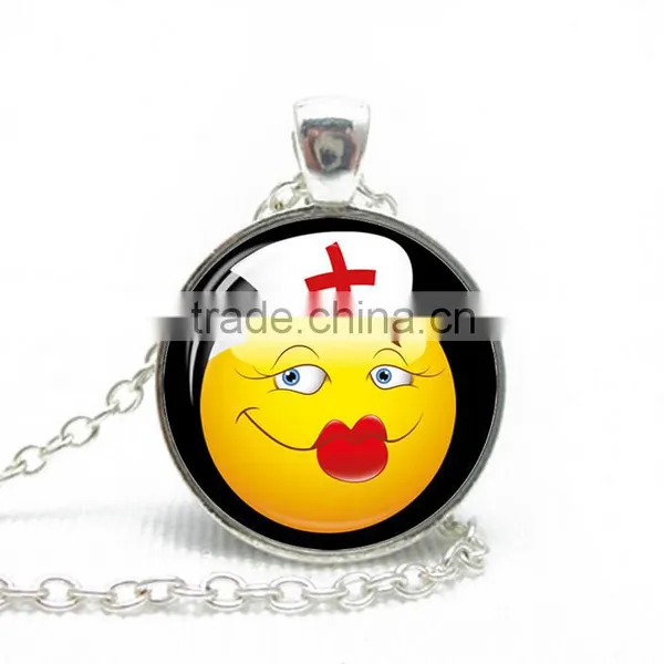 2016 New Emoji Silver Chain Pendant Emoji Sunglasses Necklace For Sale photo-3