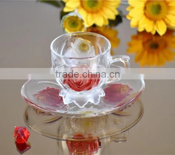 Tea Coffee Drinking Glass Cup and Saucer Set photo-3