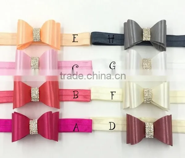 New Selling the European and American Children Tire PVC Color Butyl Bowknot Rhinestone Bow Hair Band 8 Color Spot photo-2