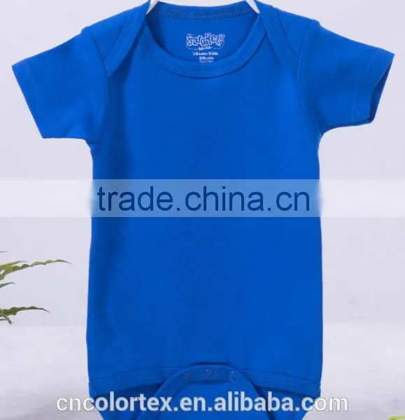 Cotton Plain Baby Romper Short Sleeve Unisex Bodysuit photo-2