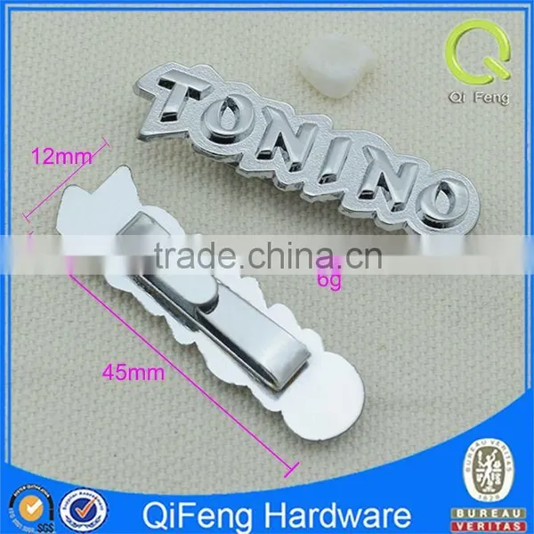 Q-3805 Custom Handbag Metal Tags Silver Unblemished Logo Plate photo-3