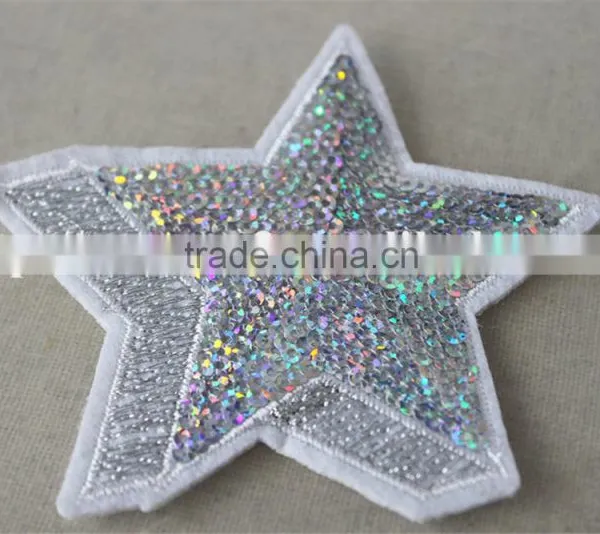 Hot Selling Custom 3d Star Pattern Sequin Patch Embroidery Trim Polyester Material for Wholesale photo-3