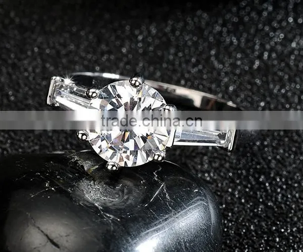 Women's Jewelry Silver Plating White Zircon Luxury Adjustable Engagement Rings photo-3