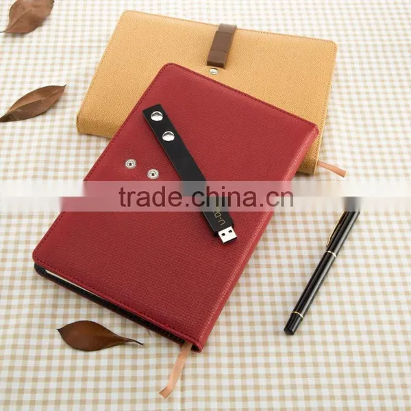 2016 USB PU Leather Notebook Luxury Business Meeting Organizer Usb Notebook With 8G USB and 10000mAh Power Bank as Best Trave photo-4