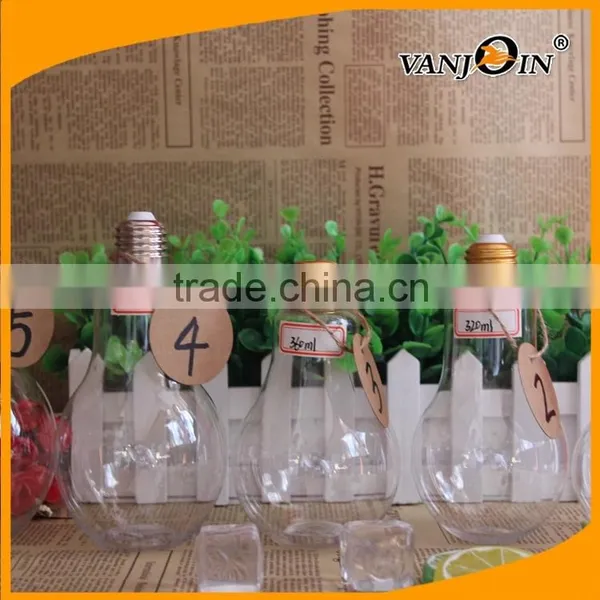 Clear 320ml Bulb Bottles PET Plastic With Different Caps for Beverage Packages photo-2
