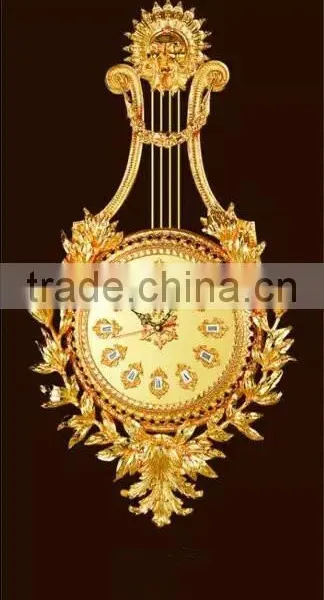 Antique Carved Ornate Gold Gilt Rococo Style Wall Pendulum Clock photo-5