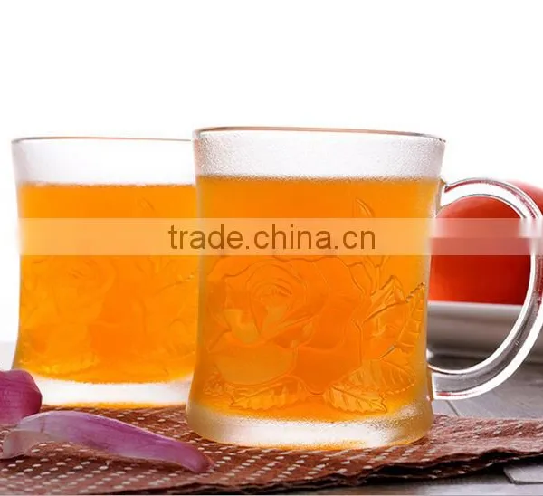 Haonai Top Quality Frosted With Embossed Glass Mug With Handle,pass FDA,CA65 photo-3