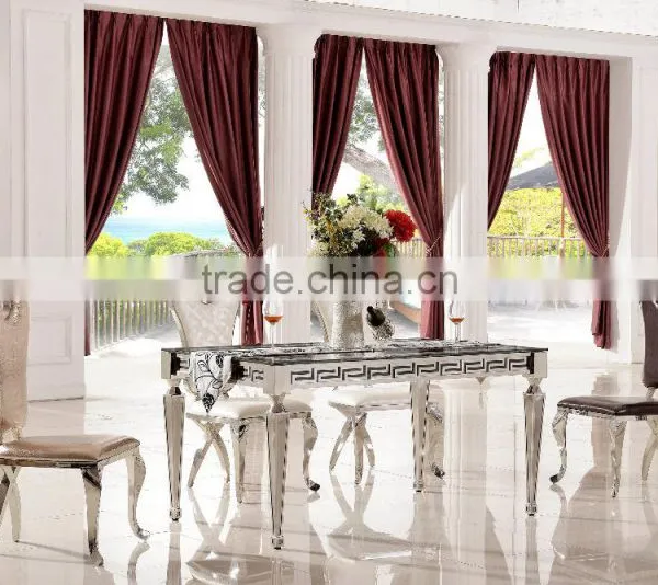 TH375 Comtemporary Tempered Glass Mirrored Dining Room Table photo-2