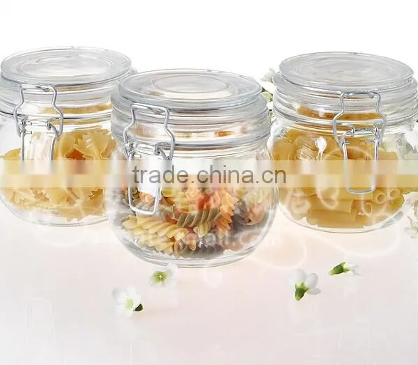 Glass Jar Storage Home Food With Clip Top photo-4