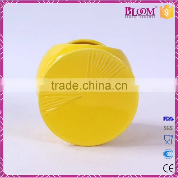 Yellow Ceramic Round Craft Ceramic Incense Burner photo-5