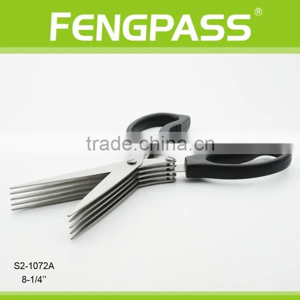 S2-1072A 8-1/4" PP Handle With 5 Blades Stainless Steel Sharpness Shredder Herb Scissors photo-4