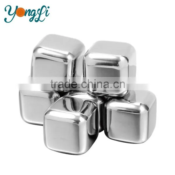 Stainless Steel Reusable Wine Cooling Cubes With Ice Tongs Whiskey Chilling Rocks photo-3