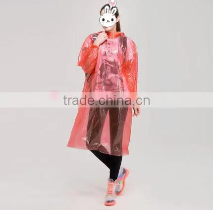 Fashional Red PE Emergency Raincoat Manufacturer photo-2