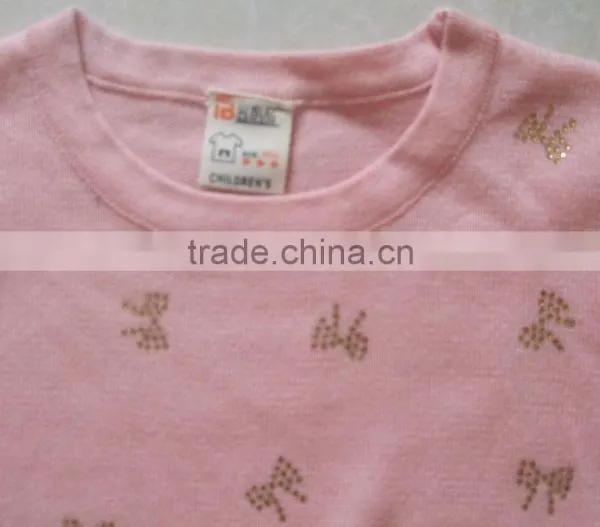 Fine-knit Kids Pullover Sweater in 100% Cotton With Sequined Appliques(BKN5323) photo-2