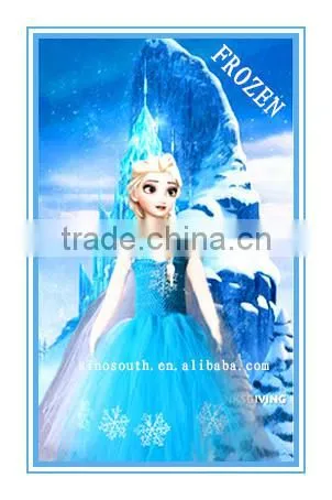 Wholesale Handmade Birthday Girls Frozen Tutu Dress Fabric fo photo-3