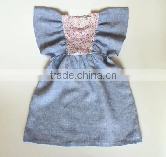 Vintage Floral Printing 100% Linen Girls Fancy Dresses 3-5 Year Old Girl Dress Kids Clothing Wholesale photo-4
