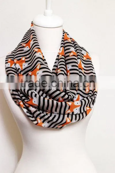 Fox Pattern Chiffon Infinity Scarf, Circle Scarf, Loop Scarf, Scarves, Shawls, Spring Fall Winter Summer Fashion Gift Ideas for photo-4