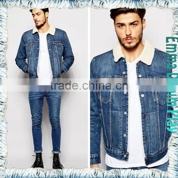Hot New Detachable Collar Fleece Hole Thick Blue Man Denim Jackets Outwear photo-2