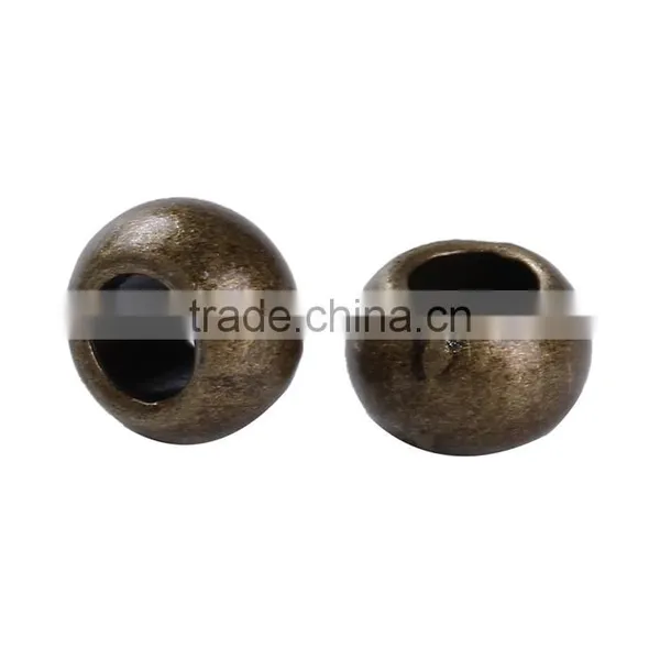 Zinc Based Alloy European Style Large Hole Charm Beads Round Antique Bronze photo-3