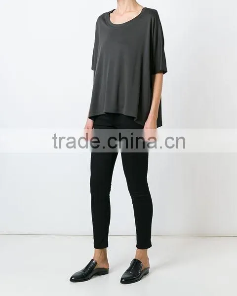 Custom Women Short Sleeve O Neck Oversized T-Shirts for Printing,Oem Summer Clothes Black Loose T-Shirts for Women photo-3