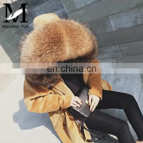 New Arrival Women Monochromatic Jackets and Winter Coats With Corduroy Fabric