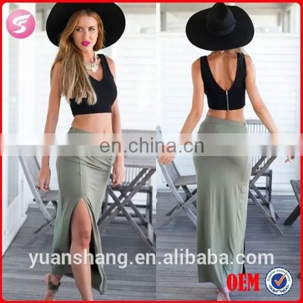 Simple Solid Color Long Fitted Maxi Skirt Wholesale