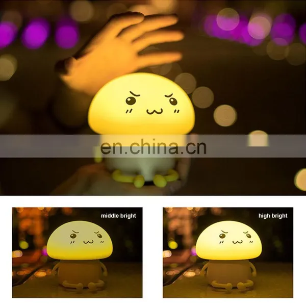 1200mAh Cute Silicone Cartoon Mushroom USB Charging Night Light Touch Sensor LED Lamp photo-5