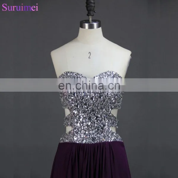 New Bling Bling High Quality Black Long Prom Dresses Best Selling Sexy Sweetheart Beaded Side Slit Girls Formal Dresses WH518 photo-4