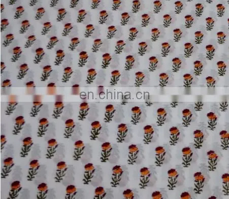 Cotton Hand Block Printed Jaipuri Fabric Sanganeri Fabric Handmade Floral Fabric / Fabric / 100% Cotton Fabric