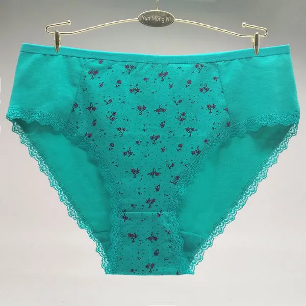 Yun Meng Ni Sexy Underwear Pretty Flower Printed Girls Briefs Big Size Cotton Underwear Women's Panties photo-3