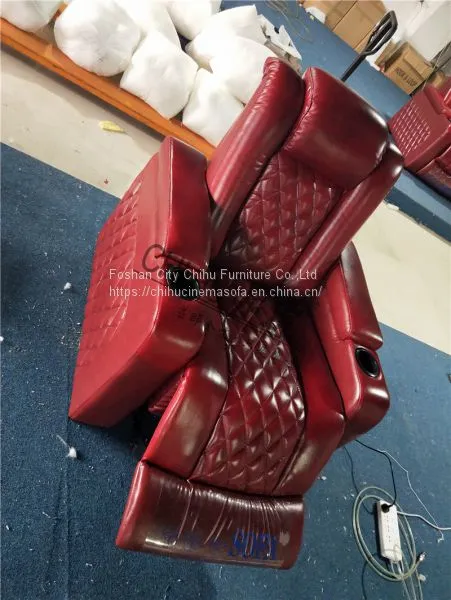 Luxury Genuine Leather Electric Recliner Home Theater Sofa photo-5