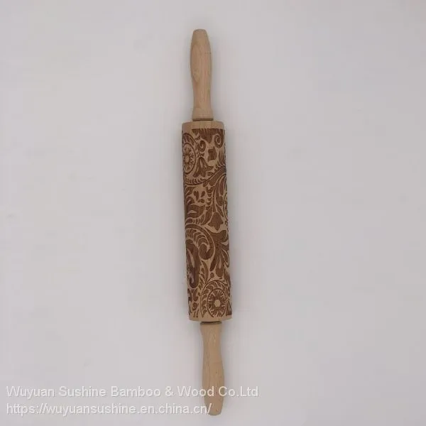 Wooden Rolling Pin,Made of Beech Wood,with Laser Printing photo-4