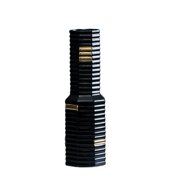 Black Gild Nordic Light Luxury Fashion Hand Made Ceramic Flower Vase For Home Decor photo-5