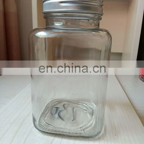 New Square Storage Honey Jam Pickles Glass Jar With Aluminum Lid photo-2