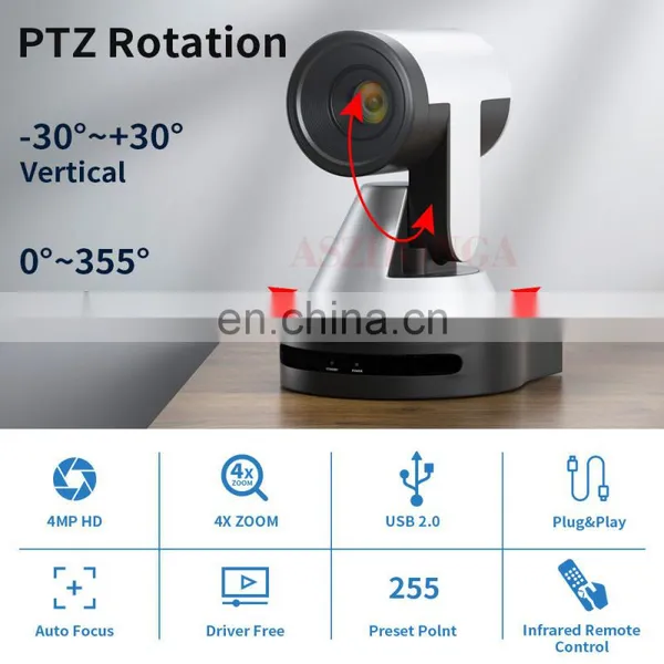 10X ZOOM PTZ Office Conference System School Distance Education 2K Live Streaming Camera Autofocus Tracking USB Driver Free photo-4