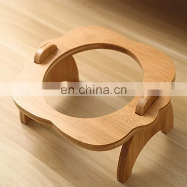 Eco Friendly Custom Designer Luxury Ceramic Stand Elevated Raised Dog Cat Pet Water Food Bowls & Feeders Bamboo Rack Frame photo-4