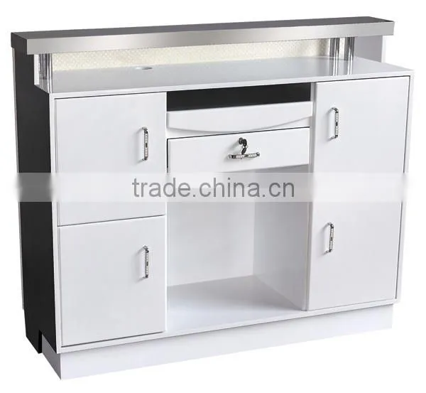 Wholesale Barber Supplies Salon Shop Using Modern Salon Furniture Design Check Out Counter Payment Reception Wooden Table photo-3