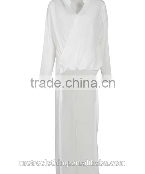 2015 China Manufacturer Customized Ladies Maxi Length Drape Front Shirt photo-3