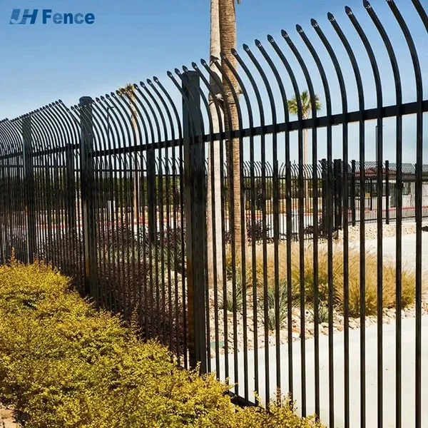High Quality Outdoor Steel Picket Fence Panel Curved Top Steel Fence photo-4